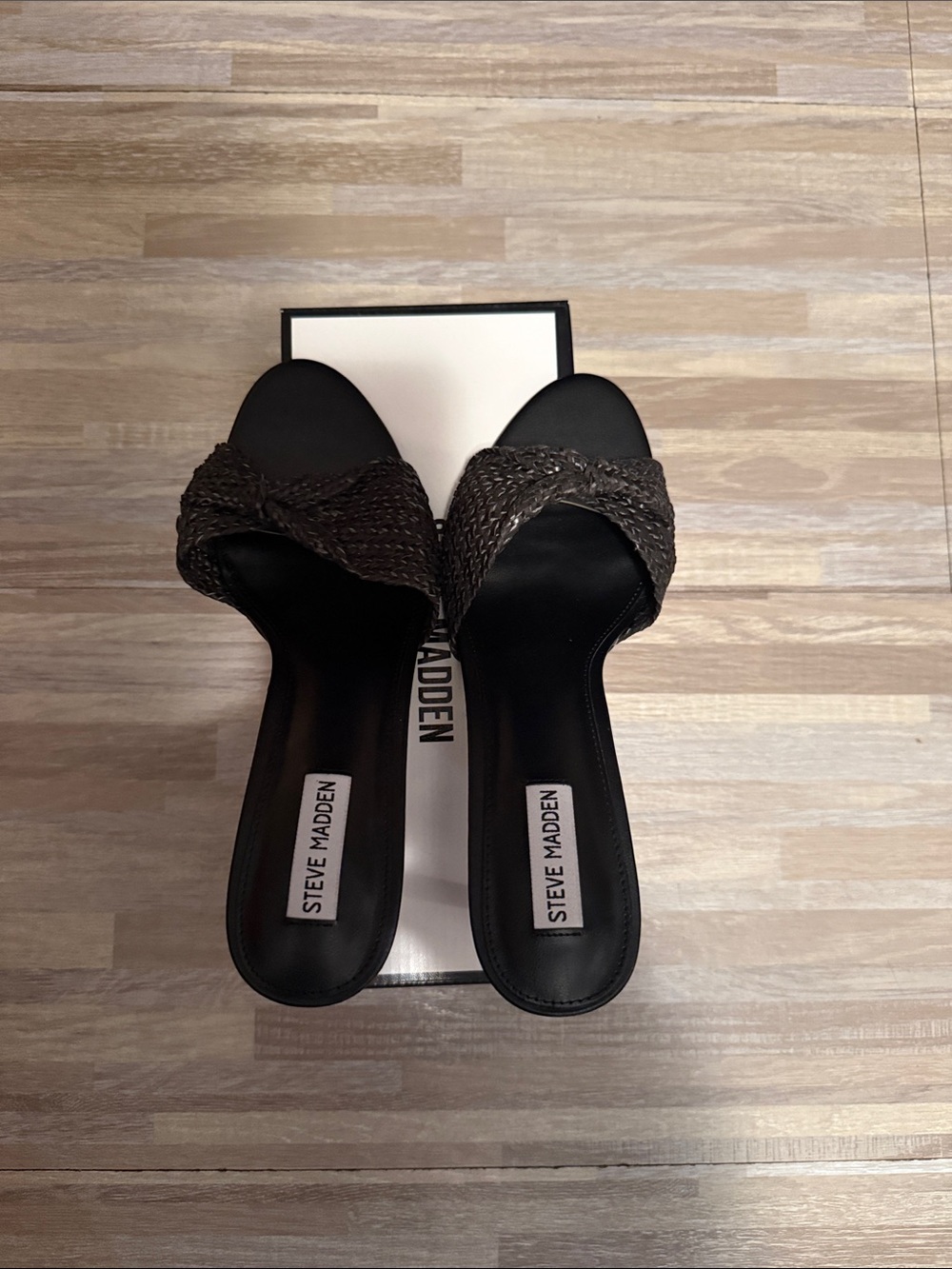 Steve Madden Black Braided Slide Mules